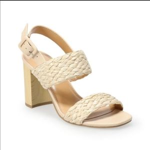 LC Lauren Conrad matcha woven block heeled sandals